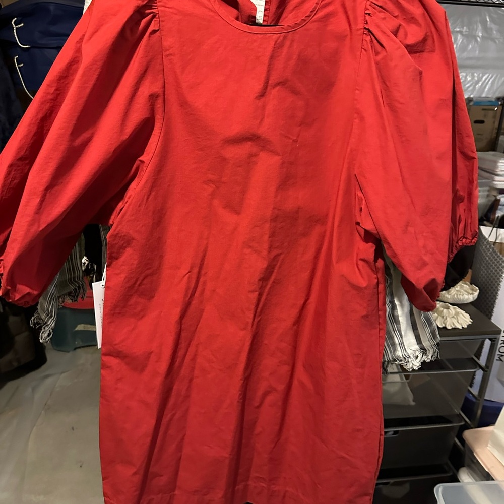 Stateside cranberry red poplin  dress size Medium. NWT